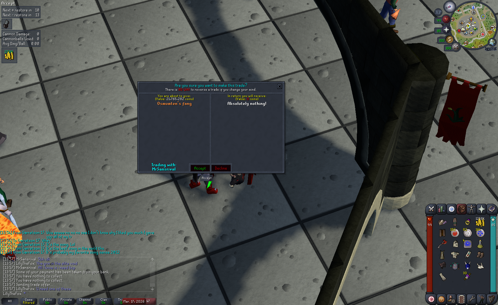 Evidence 25559fb for a case against MrSansrival