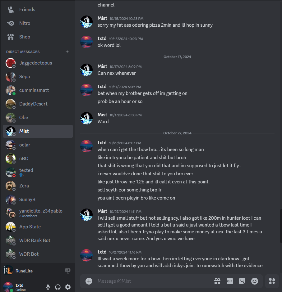 Evidence 6e39f97 for a case against Rickys Joint