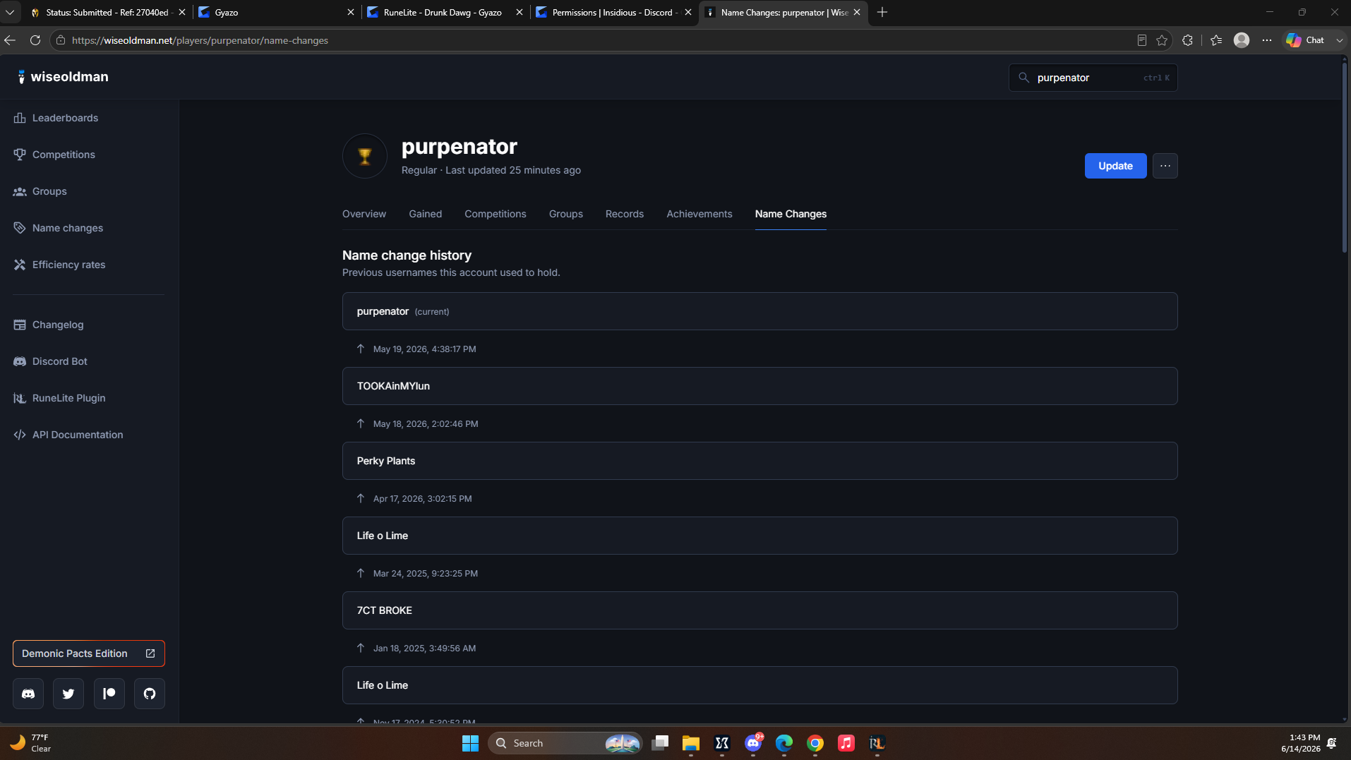 Evidence 7d44bc0 for a case against purpenator