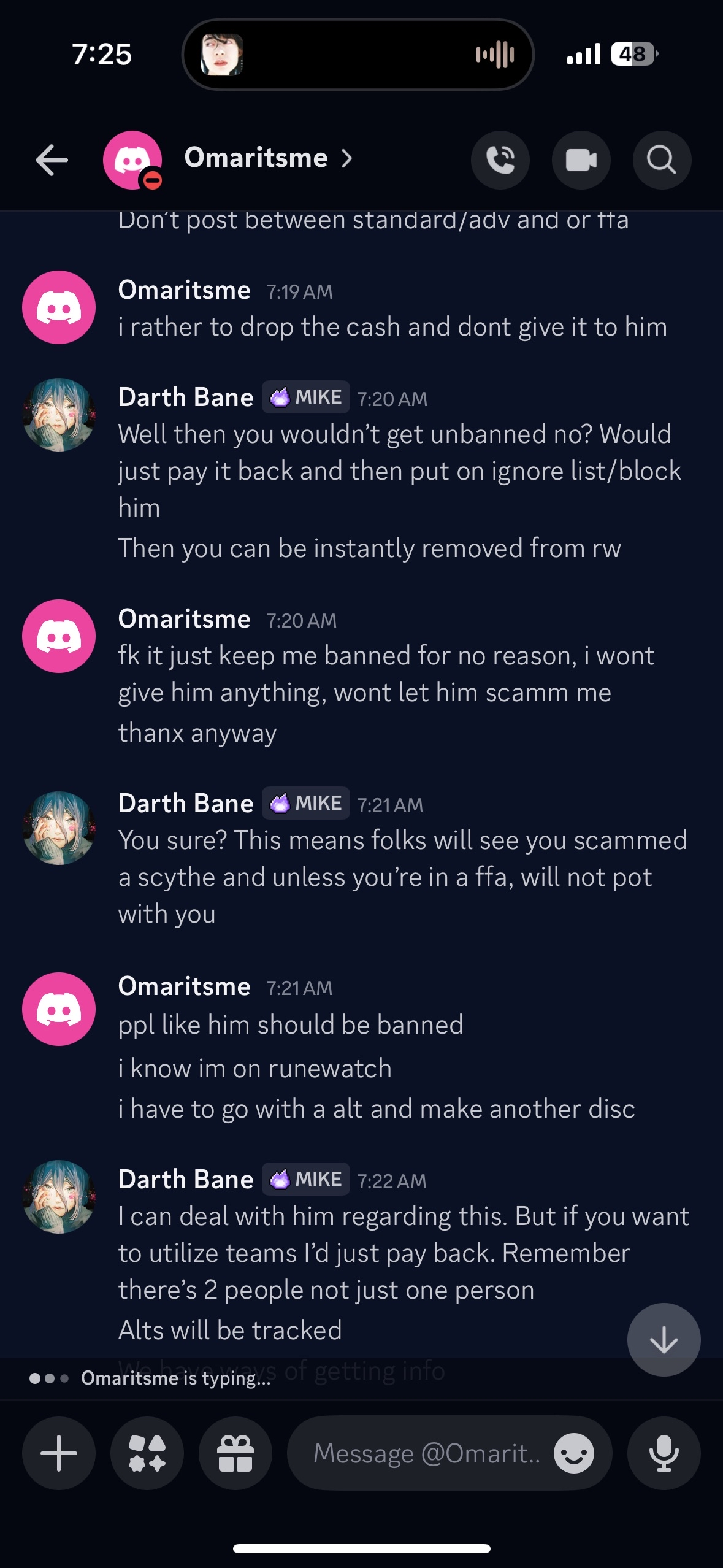 Evidence aefa2a5 for a case against afk tob