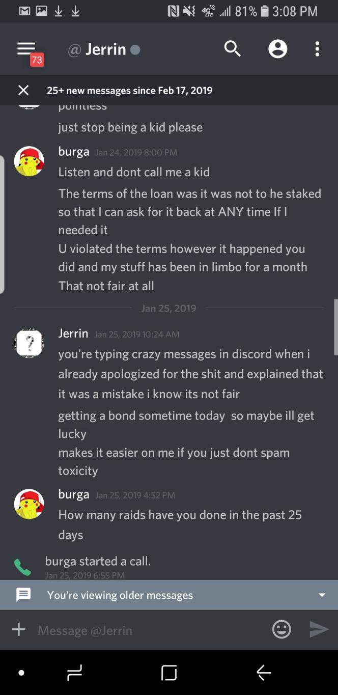 Evidence d6e0b6c for a case against Jerrin