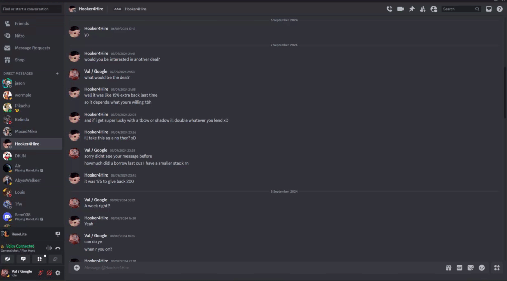 Evidence df87883 for a case against Hooker4Hire