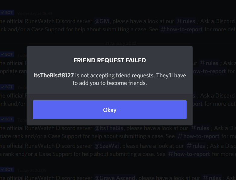 Ошибка запроса в друзья в дискорде. Как понять что вас заблокировали в дискорде. Могут ли забанить в дискорде.